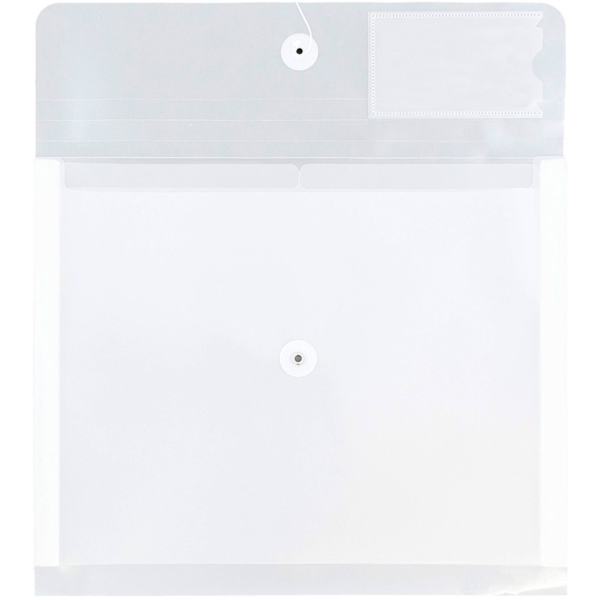 JAM Paper 12.75" x 10.5" Clear Plastic Button String Closure Envelopes with 2 Dividers, 24ct.